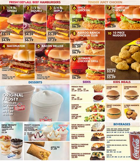 Wendy's Menu .